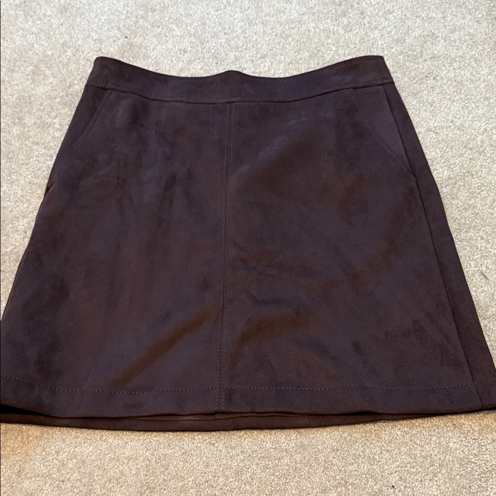 LOFT dark brown suede Mini Skirt size 4 with pockets